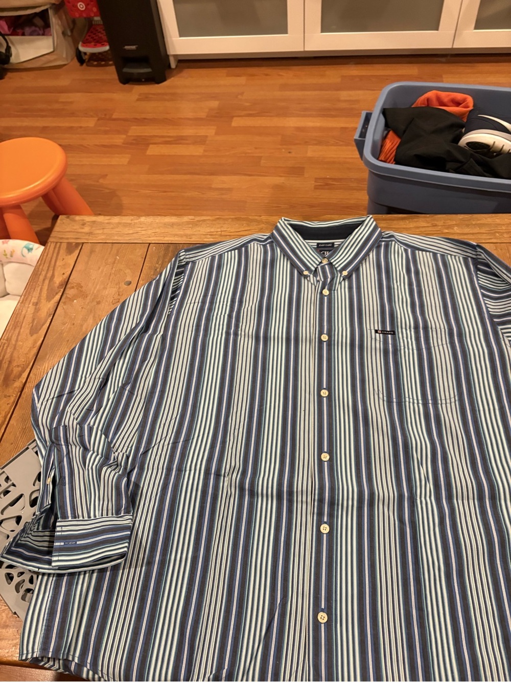 Chaps Classic Men's Button-Down Stripe Shirt in Blue